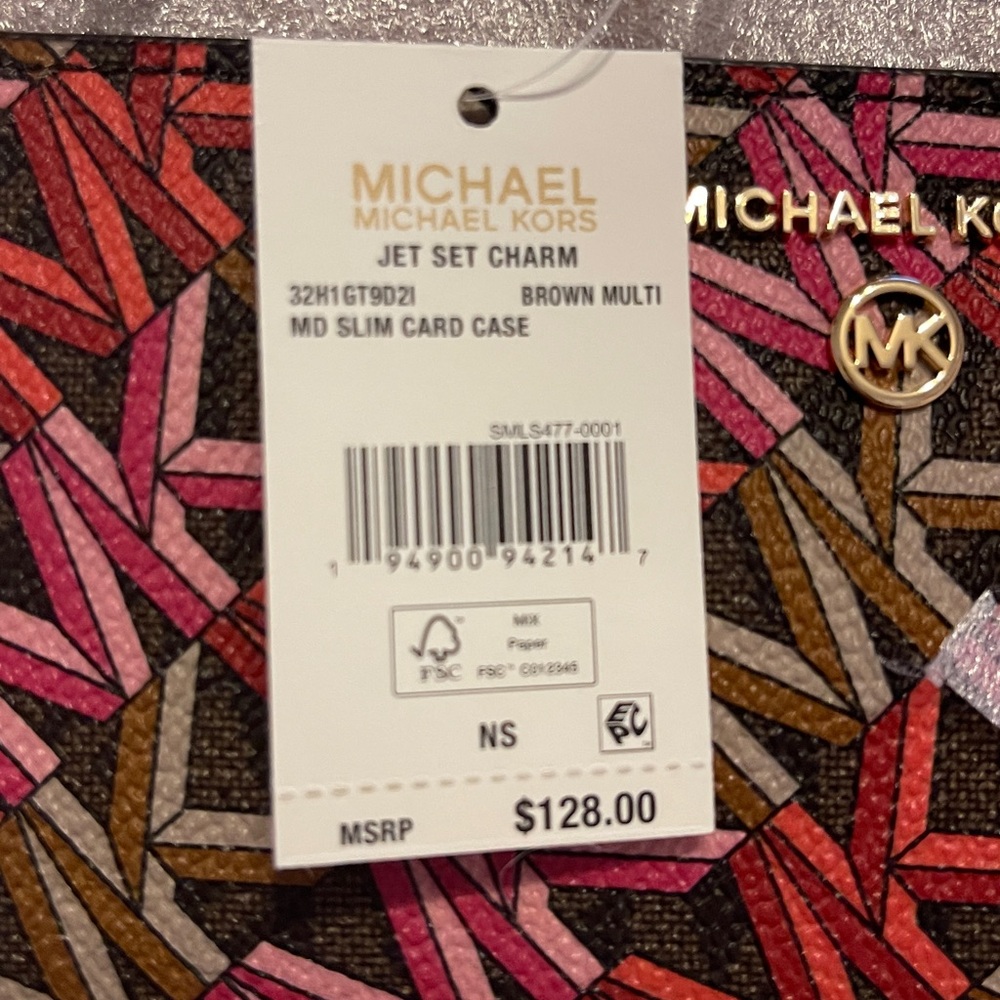 Michael Kors MK Signature Canvas Card Wallet NWT Jet Set Slim Card Case